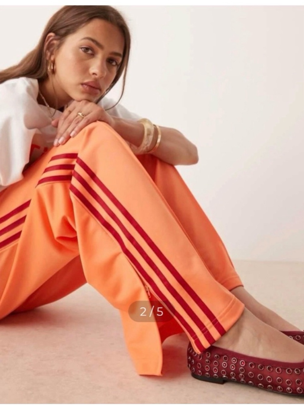 adidas semi coral firebird Track Pants with team victory Red Stripes XS NWT - Picture 4 of 12